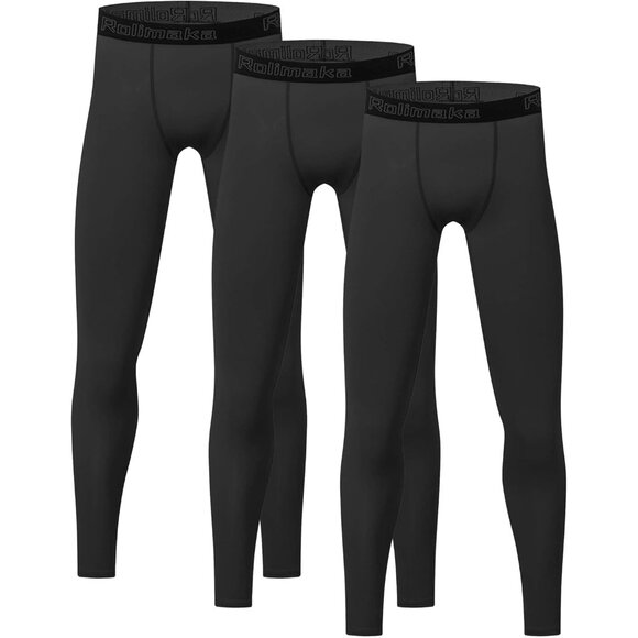 4 or 3 Pack Youth Boys' Compression Leggings Tights Athletic Pants Sports Base L - Picture 1 of 6